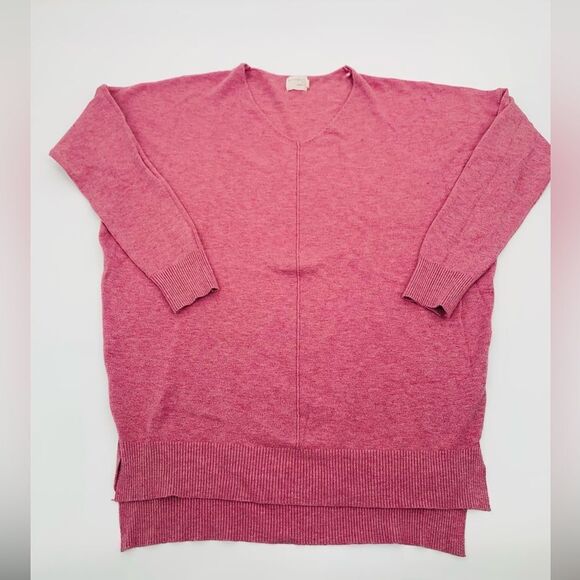 Dreamers | Pink V-Neck tunic oversized Sweater | size small/medium - Picture 2 of 6